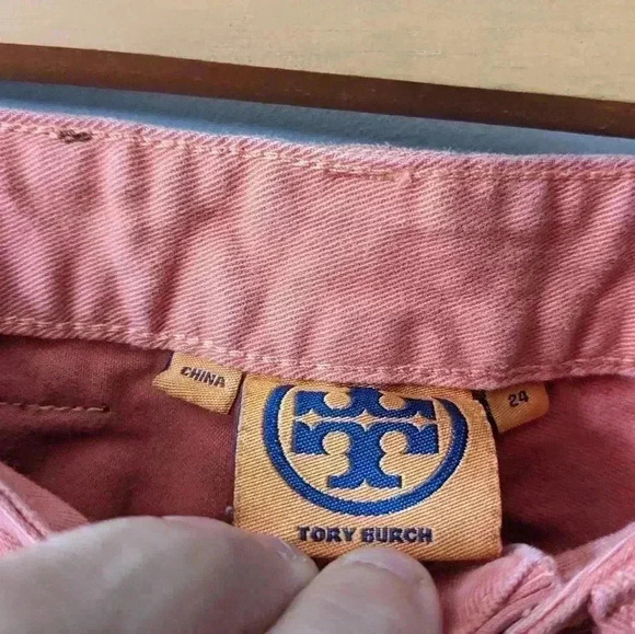 TORY BURCH Alexa Cropped Skinny Coral orange size 24 Stretch - Picture 8 of 15